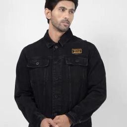 Numero Uno Charcoal Black Regular Fit Denim Jacket-image-60