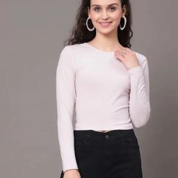 KASSUALLY Pink Regular Fit Crop Top-image-94