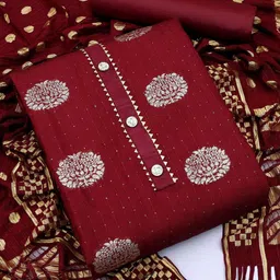 RUDRAA FAB Ethnic Motifs Woven Design Sequinned Jaquard Unstitched Dress Material-picture-7