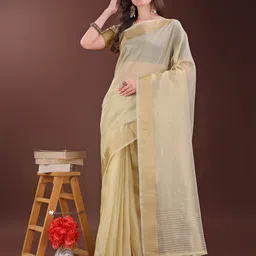 Pandadi Saree Women Woven Design Zari Organza Sarees-image-90