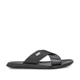 Hitz Men's Black Cross Strap Sandals-image-22