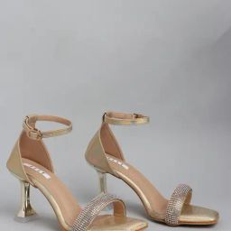 Elle Women's Gold Ankle Strap Stilettos-71