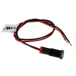 RS PRO Red Panel Mount Indicator 2V DC, Mounting Hole Size 6 mm, Termination Type Lead Wires, IP Rating IP67, Model No 7001842-35