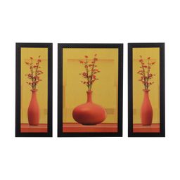 eCraftIndia Set of 3 Brown Floral UV Wall Art-image-17
