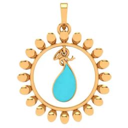 P.C. Chandra Jewellers 18k Yellow Gold Sun Shaped Blue Stone Studded Pendant-image-9