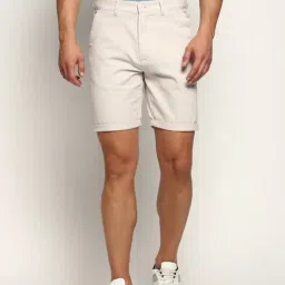 SHOWOFF Cream Slim Fit Shorts-image-41
