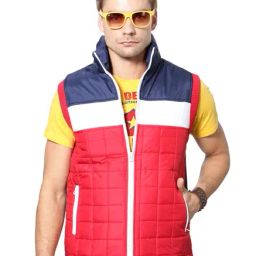 People Red Sleeveless Quilted Jacket-image-11