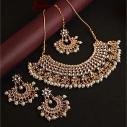Aatmana Off-White Gold-Plated Kundan Studded & Beaded Handcrafted Necklace Set for Women-22