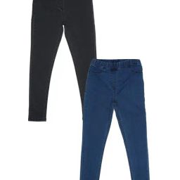 Peter England Girls Black & Blue Solid Jeggings-picture-23