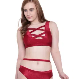 La Intimo Maroon Beach Bold Bra & Bikini Panty-image-40
