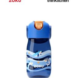 Zoku Blue Plastic Shark Kids Flip Straw Bottle (0.415 L)-48