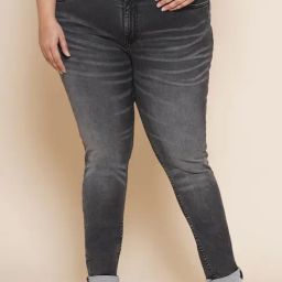 Kiaahvi Plus Size Grey Regular Fit Mid Rise Jeans-picture-8