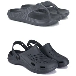 DRACKFOOT Men Set Of 2 Printed Stylish Clogs & Thong Flip-Flops-7