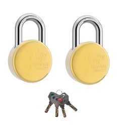 godrej locking solutions and systems Godrej Locks I Navtal Ultra XL+3 Ton Round Padlock I with 4 Keys I For Main Door I Gate Lock I Lock for Tool Box, Shutters,Shops&Offices I Corrosion Resistant Shackle I Brass Finish I 1 Years Warranty image 1