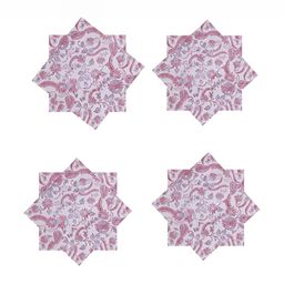 HANDICRAFT PALACE 6 - Pcs White & Pink Floral Printed Cotton Table Napkins-54