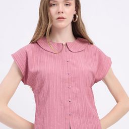 DressBerry Striped Peter Pan Collar Shirt Style Top-image-33