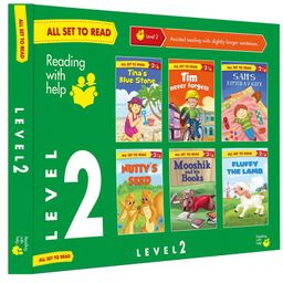 All Set to Read Level 2 Assisted Reading with Slightly Longer Sentences Set of 6 Books Green Box - English-6