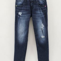 Vitamins Ankle Length Washed Denim Jeans - Blue-image-90