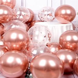 AMFIN Confetti Balloons Rose Gold Confetti Balloons for Birthday Rose Gold Birthday  Theme Balloons - Pack of 50-24