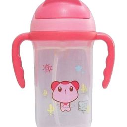 Chinmay Soft Straw Feeding Sipper with Twin Handle Anti Spill Sipper Cup Pink - 350 ml-11