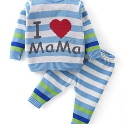 Babyhug 100% Acrylic Knit Full Sleeves Stripe Sweater Sets - Blue-image-57