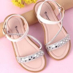 Cute Walk by Babyhug Studded Sandals with Buckle Closure - White-image-60