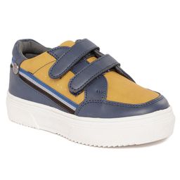 Toothless Velcro Closure Solid Colour Casual Shoes - Navy & Mustard-image-80
