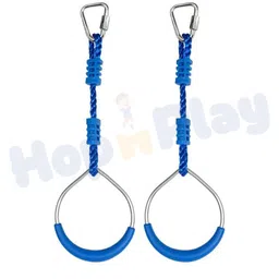 Hop N Play Kids Hanging Gymnastic Metal Ring Set with Plastic Grips - Indoor Outdoor Fitness Monkey Bar Rings (Blue)-picture-41