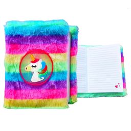 FunBlast Unicorn Theme Light Up Diary with Soft Fur Cover-image-69