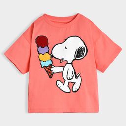 Mi Arcus Peanuts Featuring Half Sleeves Snoopy Printed Tee - Pink-image-74