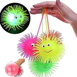 Sanjary Set of 4 Flashing Light Up Puffer Ball Squeezable Toy Glow in The Dark for Kids-Color May Vary-25