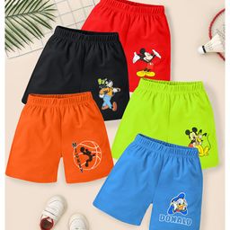 KUCHIPOO Pack of 5 Disney Featuring Mickey & Friends Printed Shorts - Multi Colour-image-44
