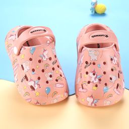Cute Walk by Babyhug Unicorn Printed Clogs with Backstrap - Dark Peach-picture-14