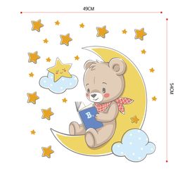 Jaamso Royals Cartoon Bear Setting on the Moon Decorative Wall Sticker (40CM X 60CM)-image-52