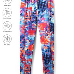 Pine Active Ankle Length Super Stretch Leggings with Geometrical Print - Blue-image-95