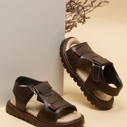 Tiny Bugs Solid Velcro Closure Sandals - Brown-image-0