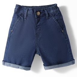 Babyhug Denim Mid Thigh Washed Shorts With Stretch - Navy Blue-image-48