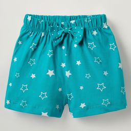 Tango Single Jersey Knit Knee Length Shorts With Bow Applique & Star Print - Sea Green-image-27