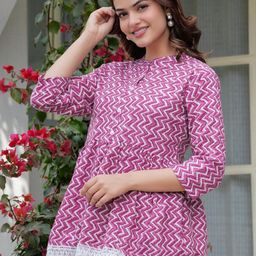 Royal Marque Floral Print Mandarin Collar Cotton Peplum Top-image-60