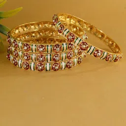 NMII Set Of 2 Gold-Plated Artificial Stone-Studded Bangles image 5