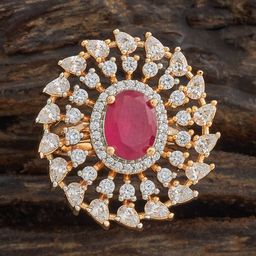Kushal's Fashion Jewellery Gold-Plated CZ-Studded Finger Ring-58