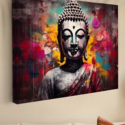 Myntra Elegant Homes Grey & Red Buddha Canvas Wall Art-picture-16