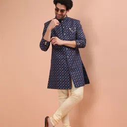 KISAH Abstract Printed Indowestern Churidar Set-image-97