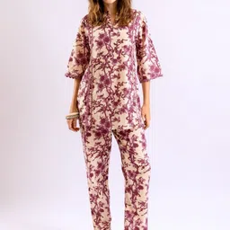 FEATHERS CLOSET Wildfloral Printed Lace Cotton Co-Ord Set-image-35