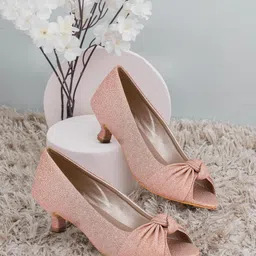 VALIOSAA Women Pink Textured Peep Toes-33