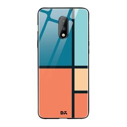 DailyObjects Teal Blue & Peach-Coloured Window OnePlus 7 Glass Case image 1