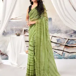 Satrani Pista Green & Olive Green Leheriya Saree With Unstitched Blouse-picture-31