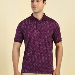 Allen Solly Purple Cotton Regular Fit Printed Polo T-Shirt-22