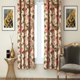 Swayam Premium Lining Floral Printed Eyelet Long Door Curtain - Single Piece (9 Ft)-image-25