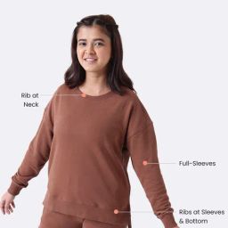 BlissClub Brown Cotton Relaxed Fit Sweatshirt-image-36
